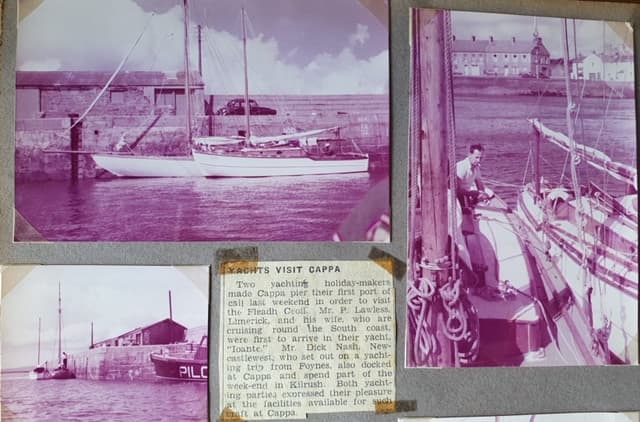 Newspaper clipping and photos from an early FYC cruise to Cappa